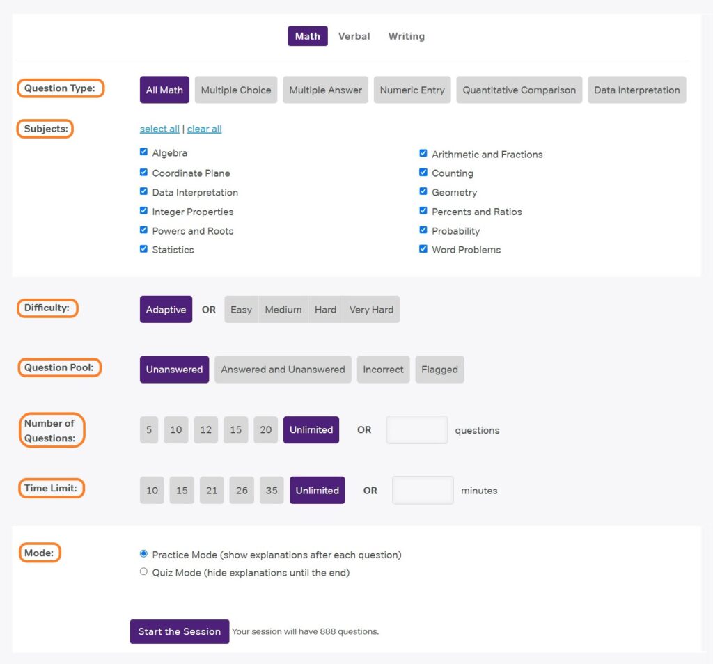 Magoosh GRE Custom Practice Builder 