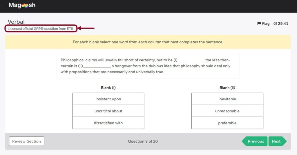 Magoosh GRE Practice Questions