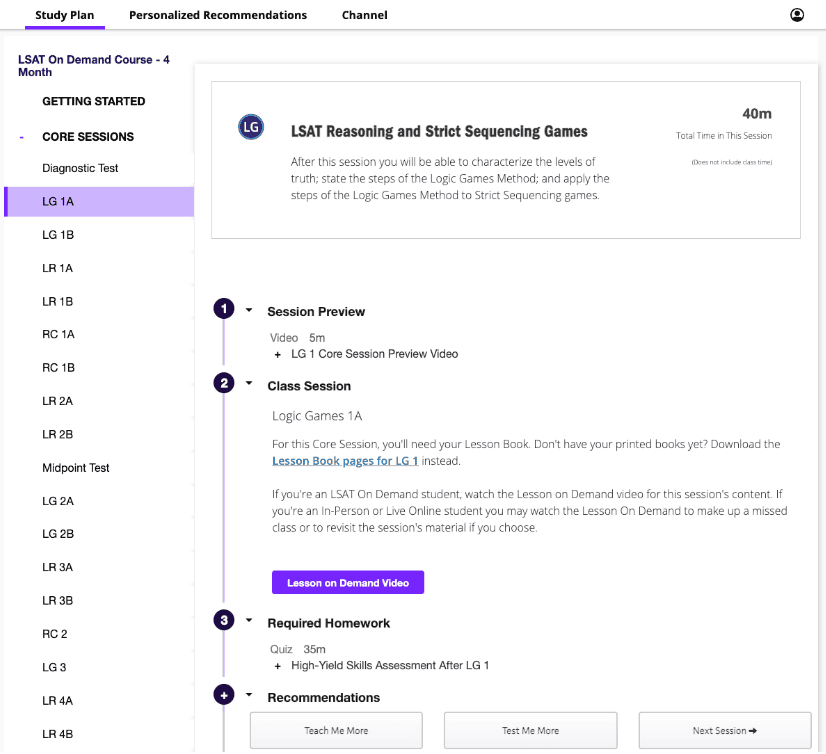 Kaplan LSAT Course Structure