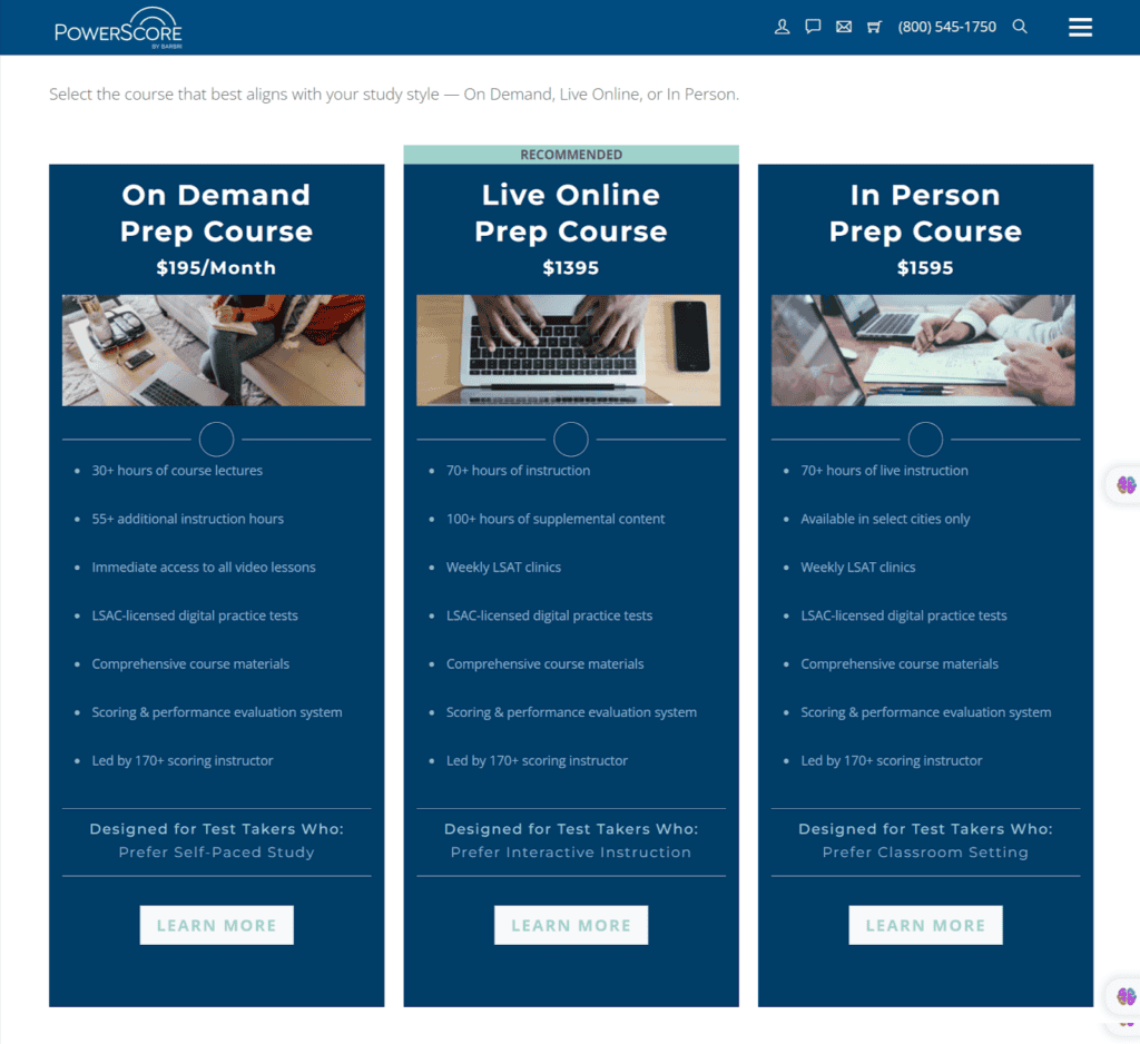PowerScore LSAT Course Options