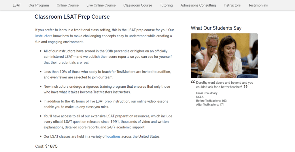 TestMasters LSAT Classroom Course