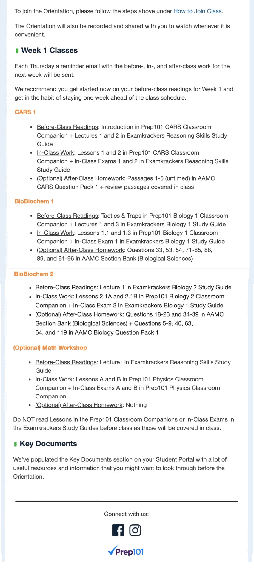 Prep101 MCAT Course Format