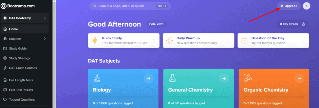 click on upgrade to buy bootcamp dat