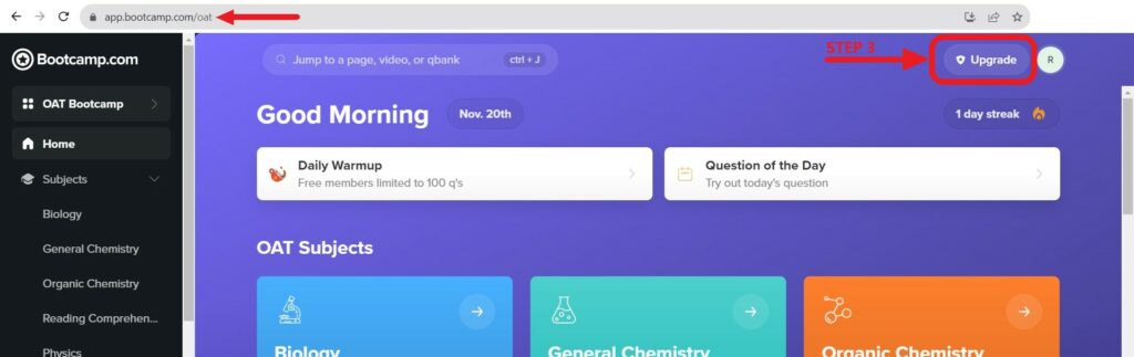 OAT Bootcamp Upgrade Membership