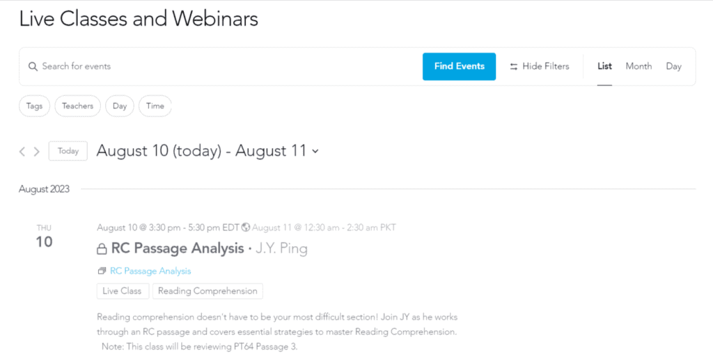 7Sage LSAT Class Scheduling 2
