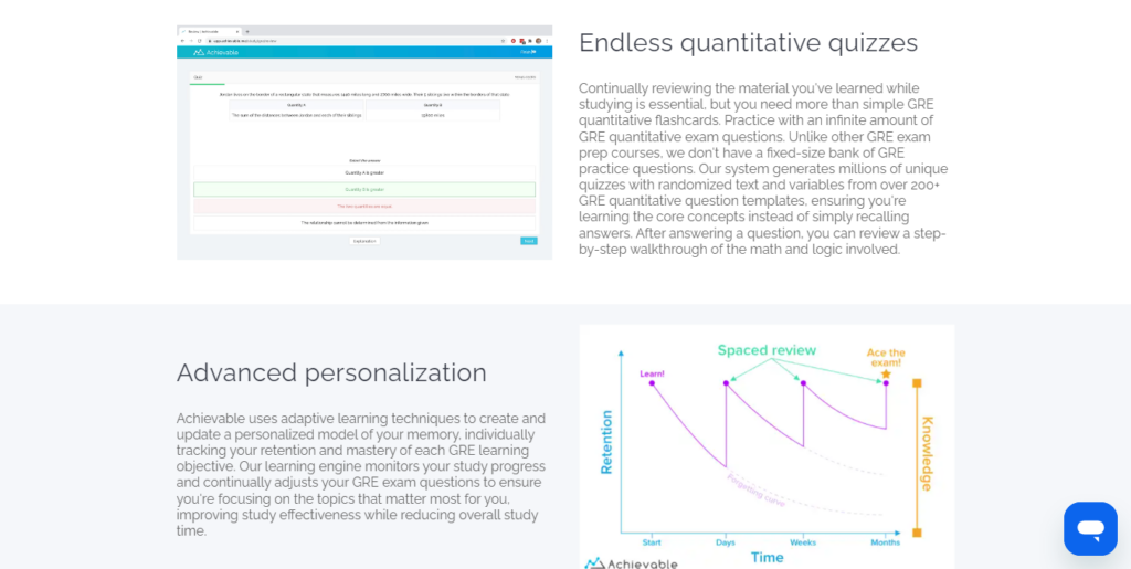 Achievable GRE Adaptive Learning