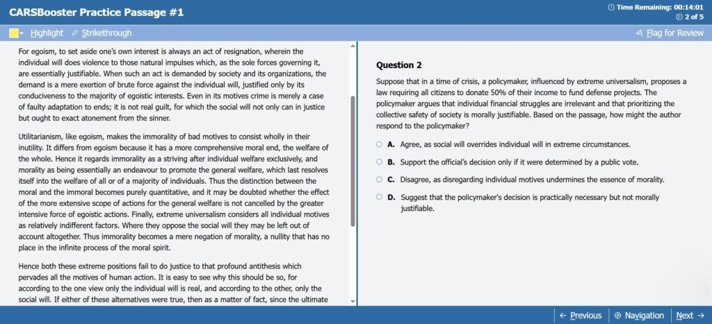 CARSBooster Practice Passage