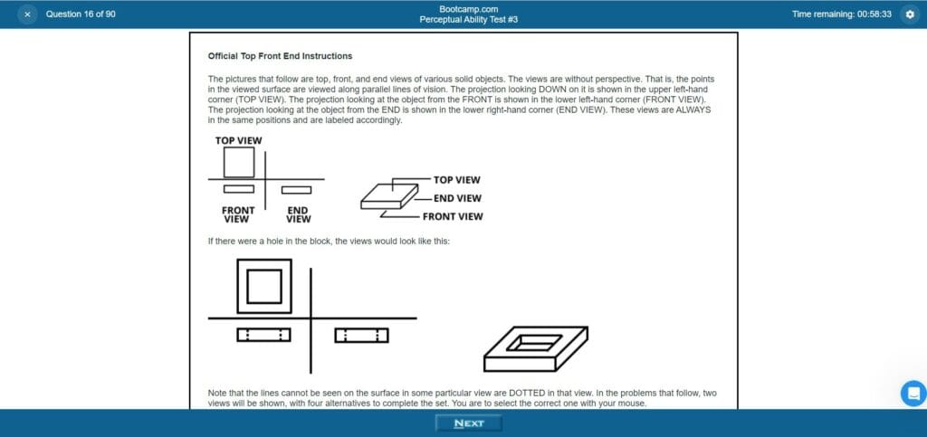 Bootcamp DAT Exam Interface