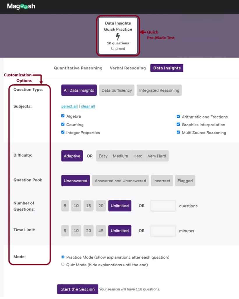 Magoosh GMAT Custom Practice Tests