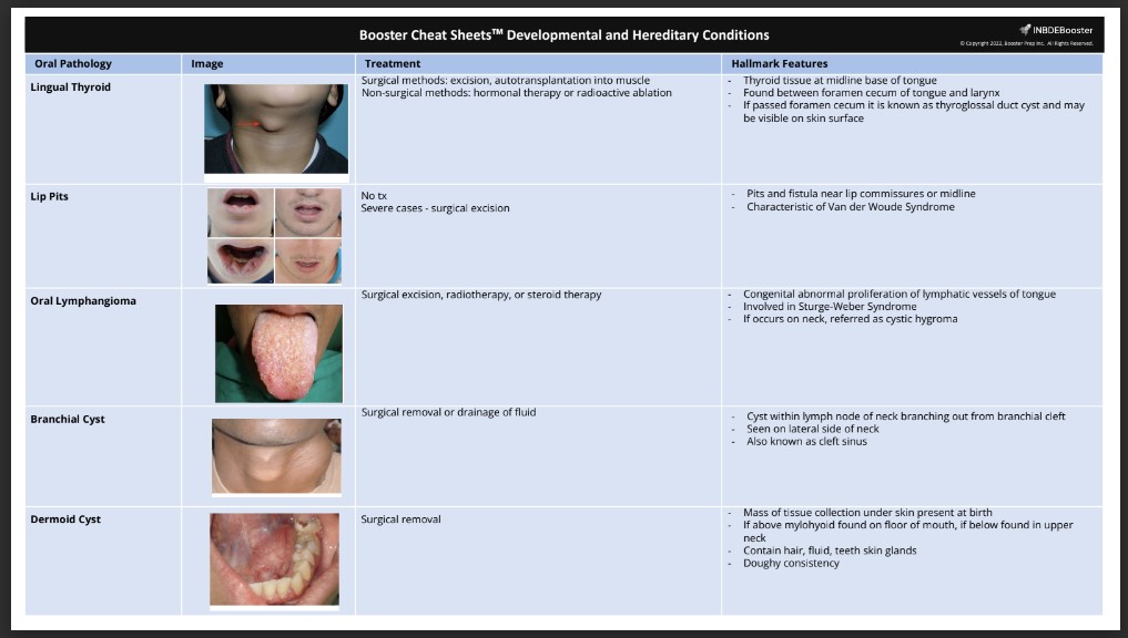 INBDE Booster Cheat Sheets