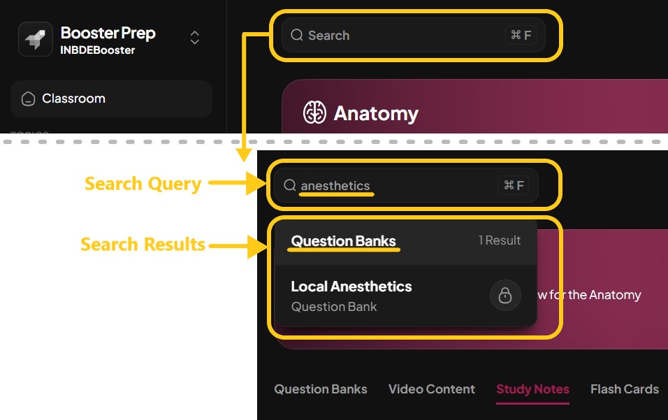 INBDE Booster Search Function