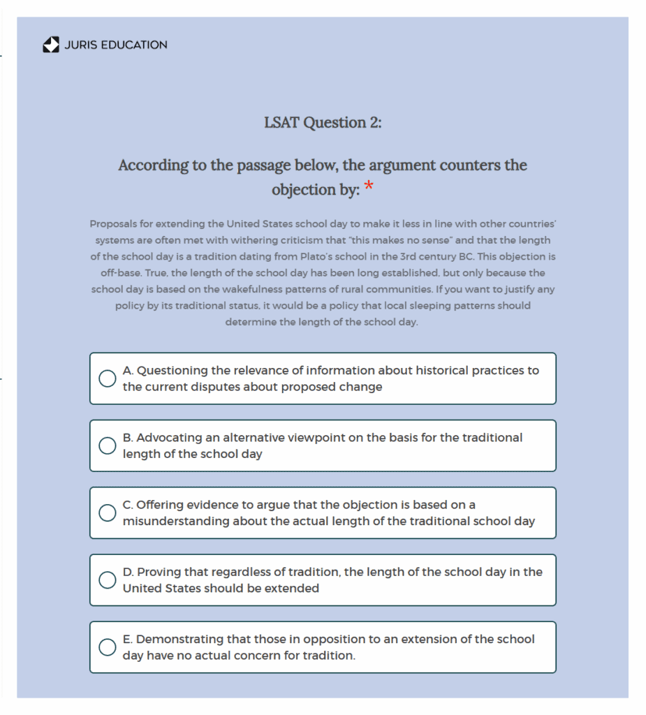 Juris Education LSAT Tutoring Practice Questions