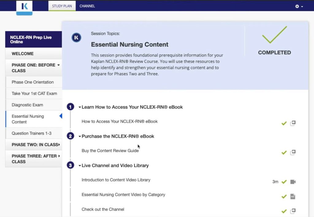 Kaplan NCLEX Study Plan
