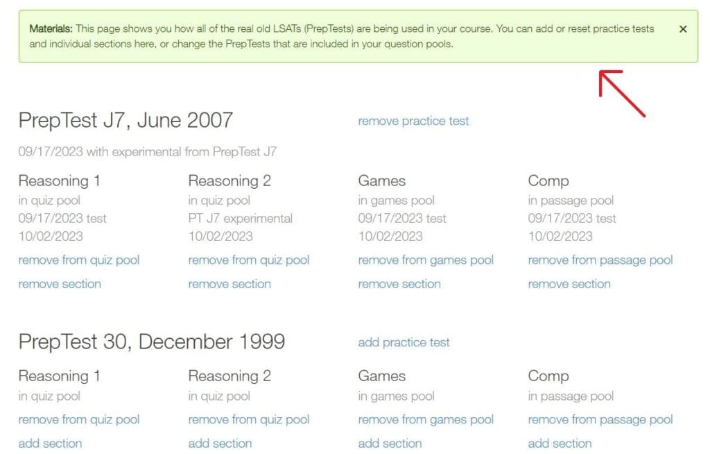 LSAT Engine Customized Quizzes