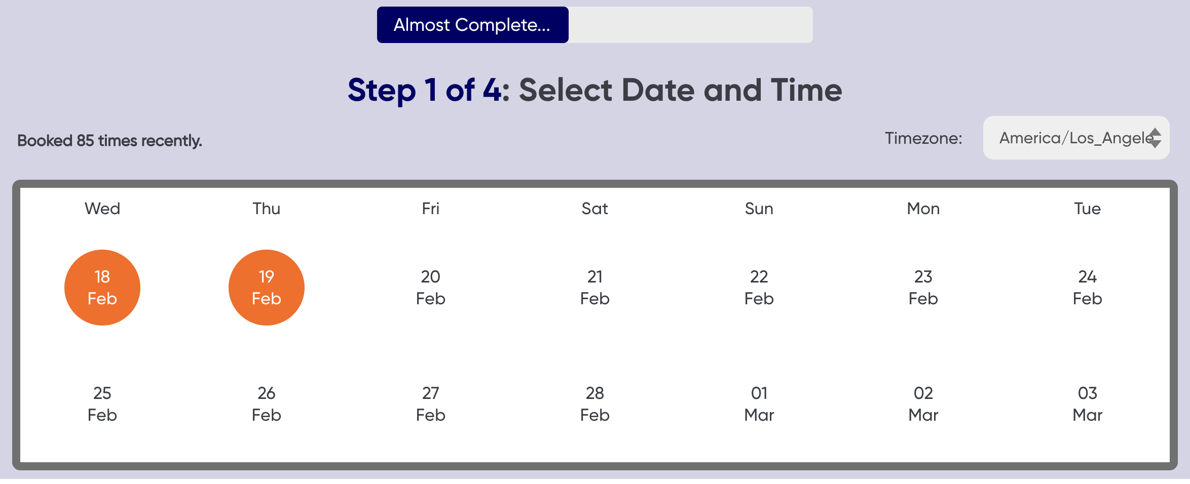 BeMo free strategy call signup step 1: select date and time