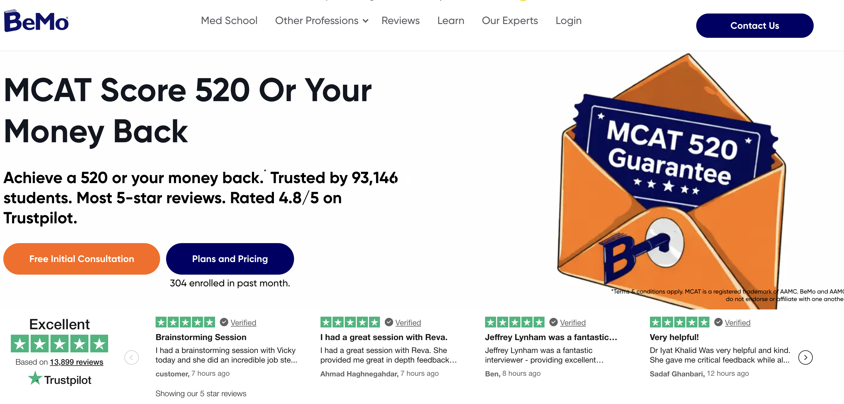 BeMo MCAT Prep homepage