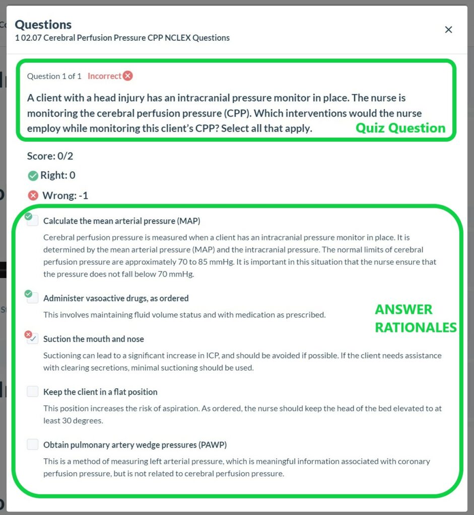 NURSING.com Lesson Quizzes