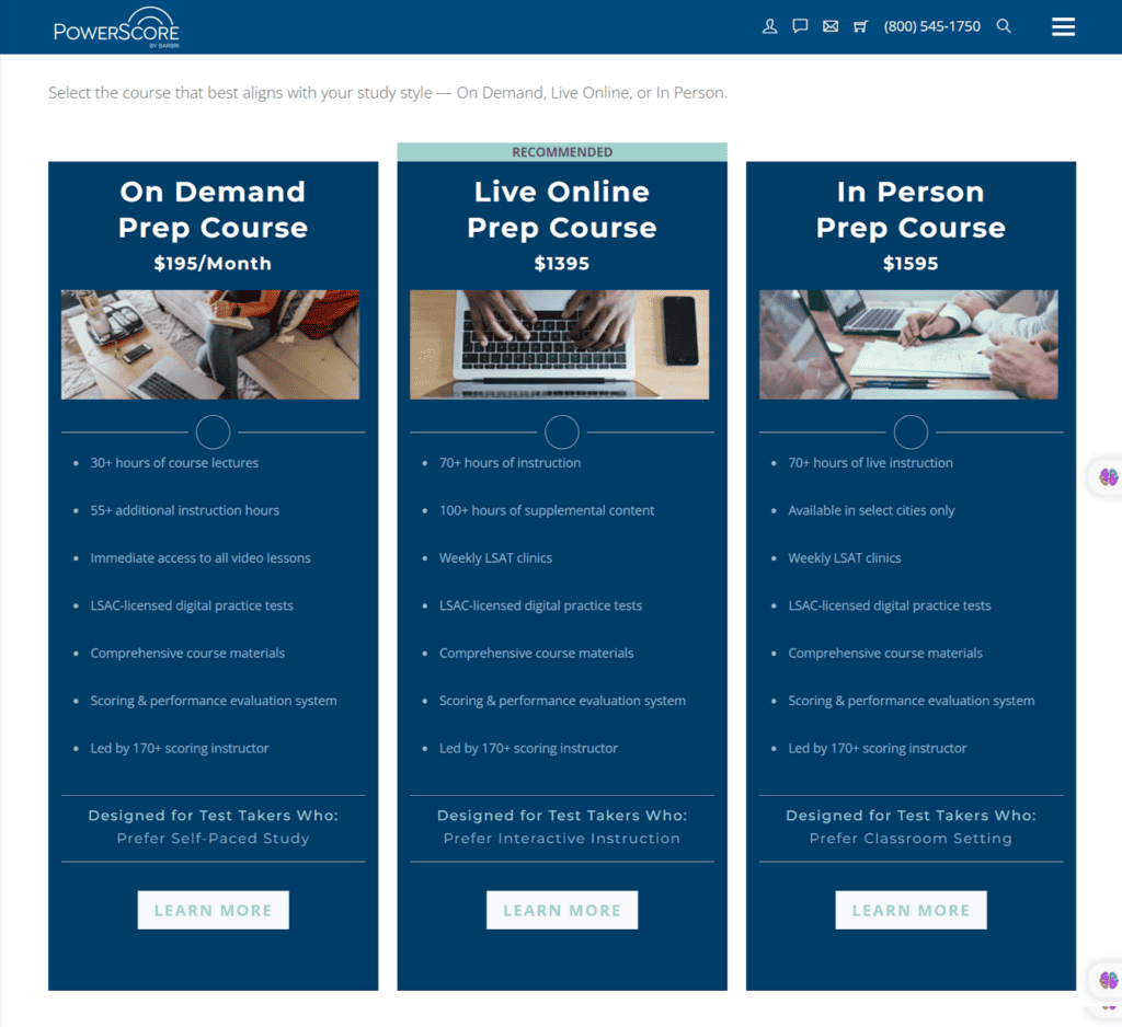 Powerscore LSAT Course Options