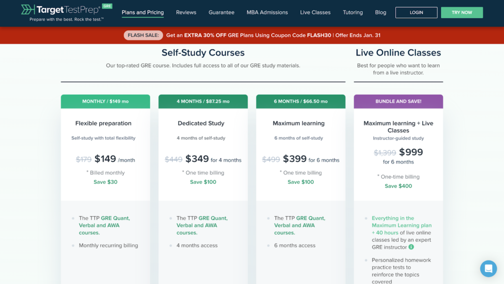 Target Test Prep GRE Course Options