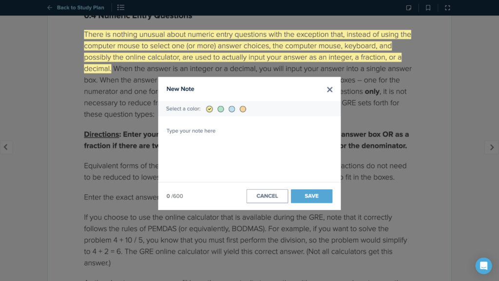Target Test Prep GRE Highlight Feature